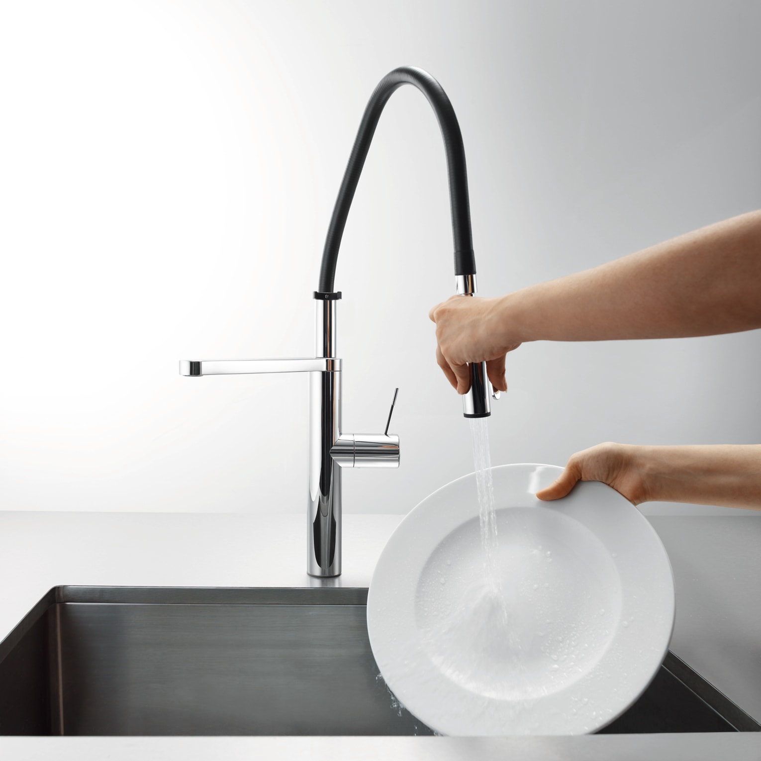 KWC Faucets 10.151.423.700 ONO High Flex Kitchen Faucet Steel Touch On