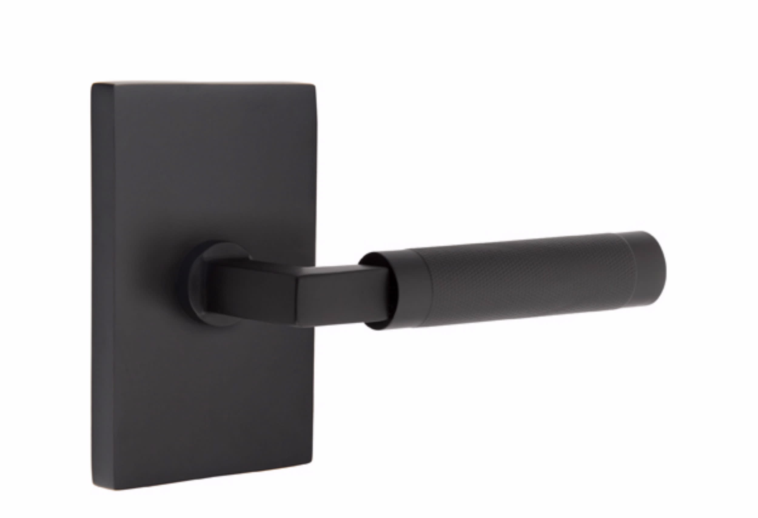 Emtek 5112KN Select Knurled Lever Handle with L-Square Stem and Modern  Rectangular Rosette