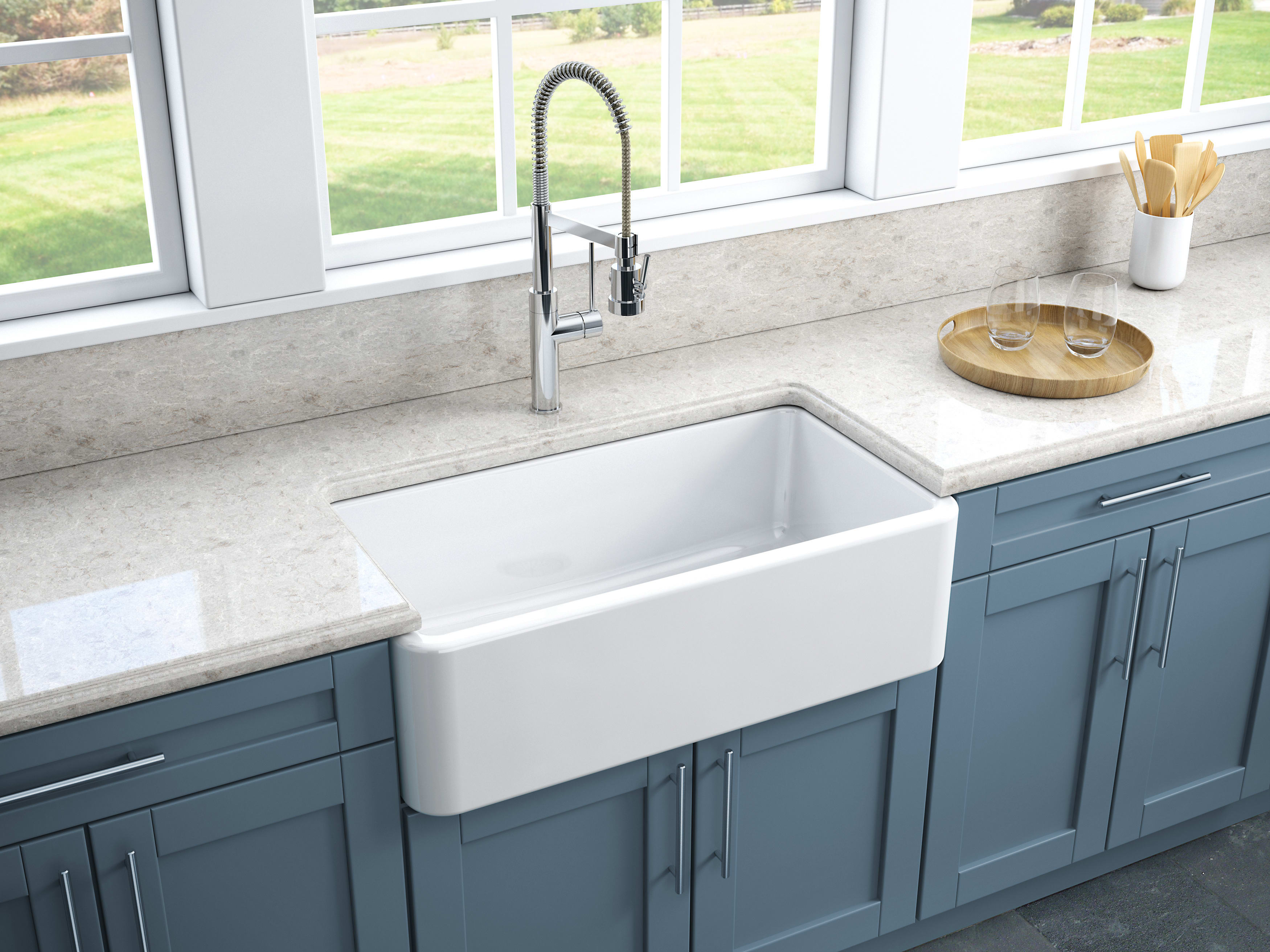 Latoscana Lfs3318 33 Reversible Fireclay Farmhouse Sink Qualitybath Com