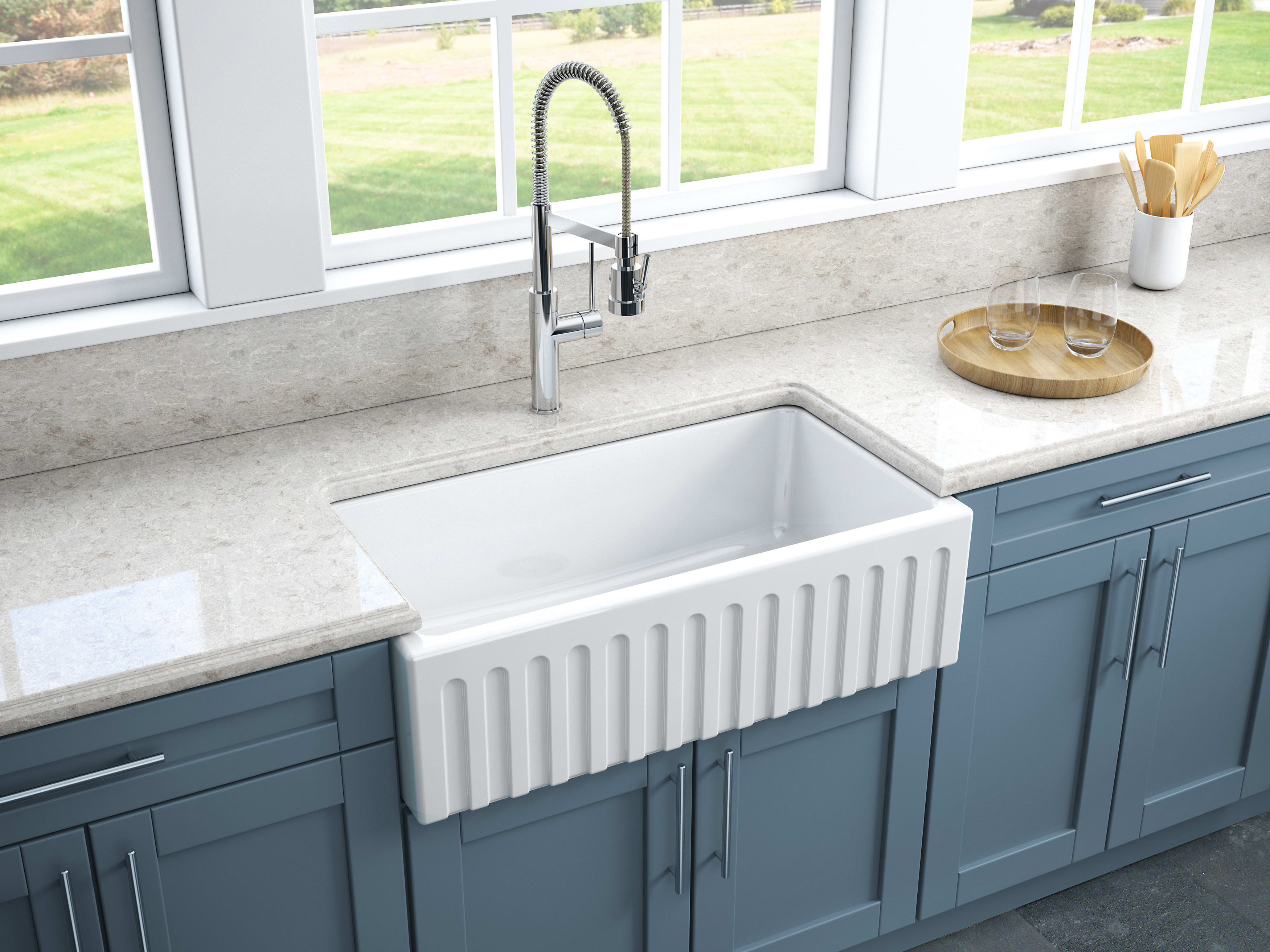 La Toscana Farmhouse Apron-Front Fireclay 33 in. Single Basin Kitchen Sink in White La Toscana Farmhouse Apron-Front Fireclay 33 in. Single Basin Kitchen Sink in White