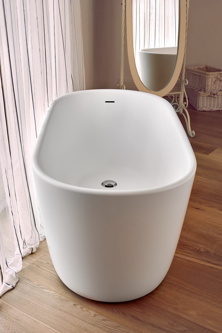 Aquatica Lullaby-Nano-Wht Small Freestanding Solid Surface Bathtub, White