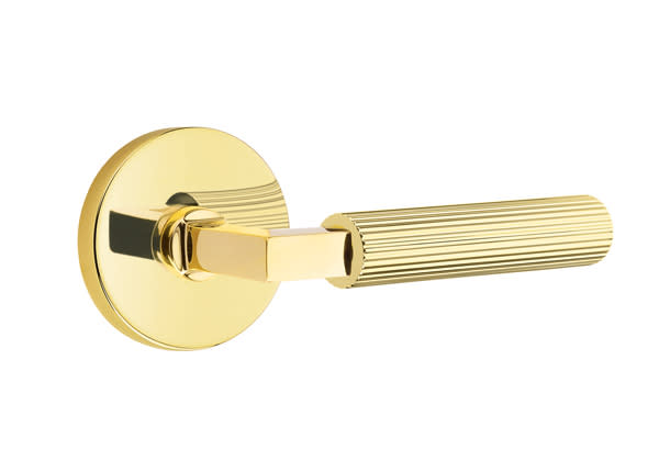 Emtek C5109US15.LSUS26.SKSRG Select Straight Knurled Lever Handle with  L-Square Stem and Disk Rosette