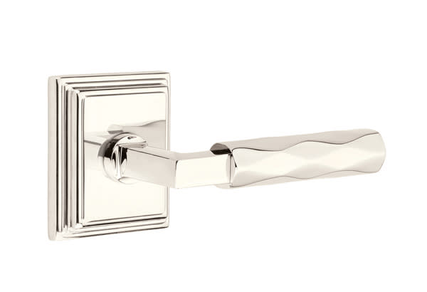 Emtek Select Passage, Urban Modern Rosette, Faceted Lever (Right Hand,  L-Square Stem, Satin Brass)