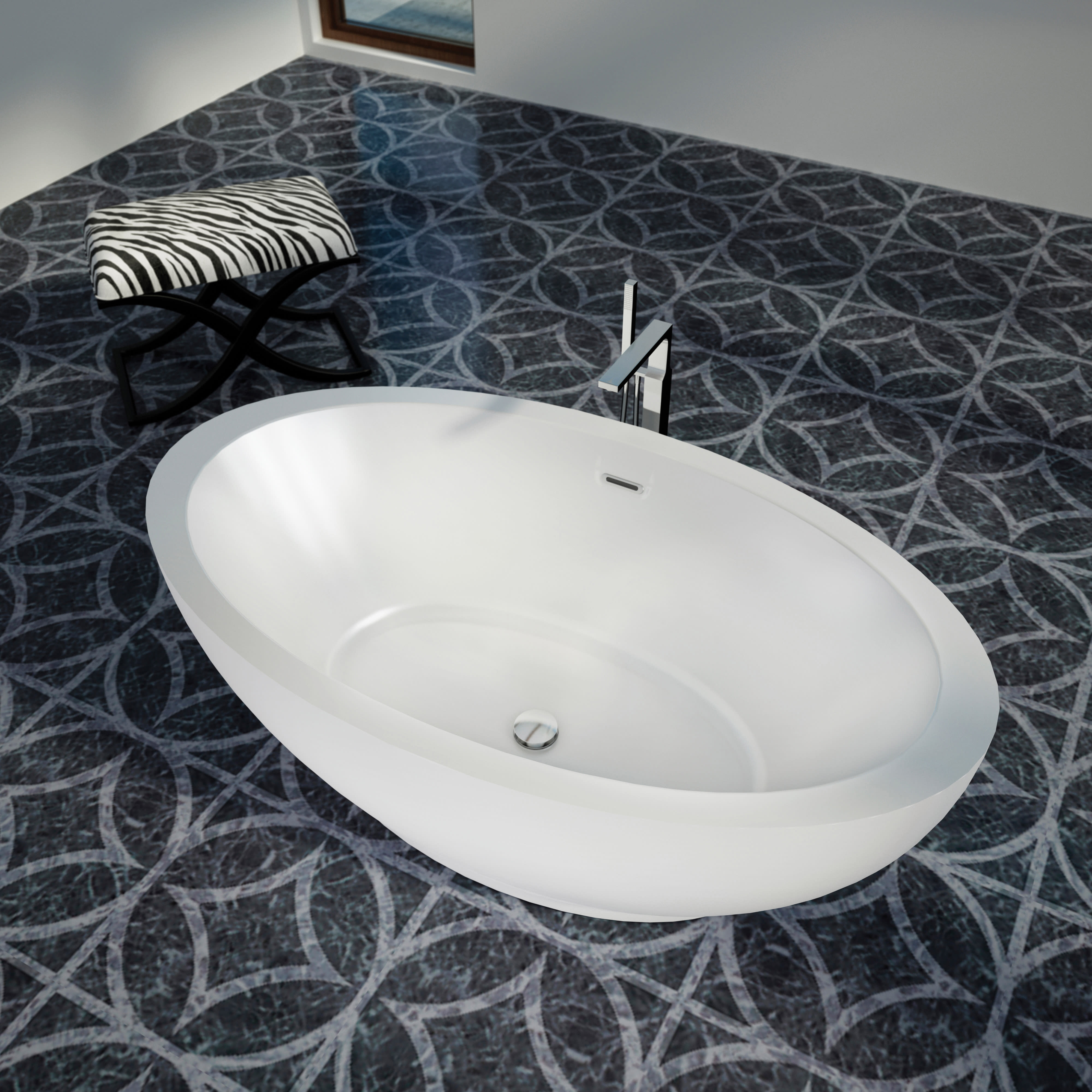 Bain Ultra BOPPOF00N-01 Opalia Center Ellipse Soaker Tub