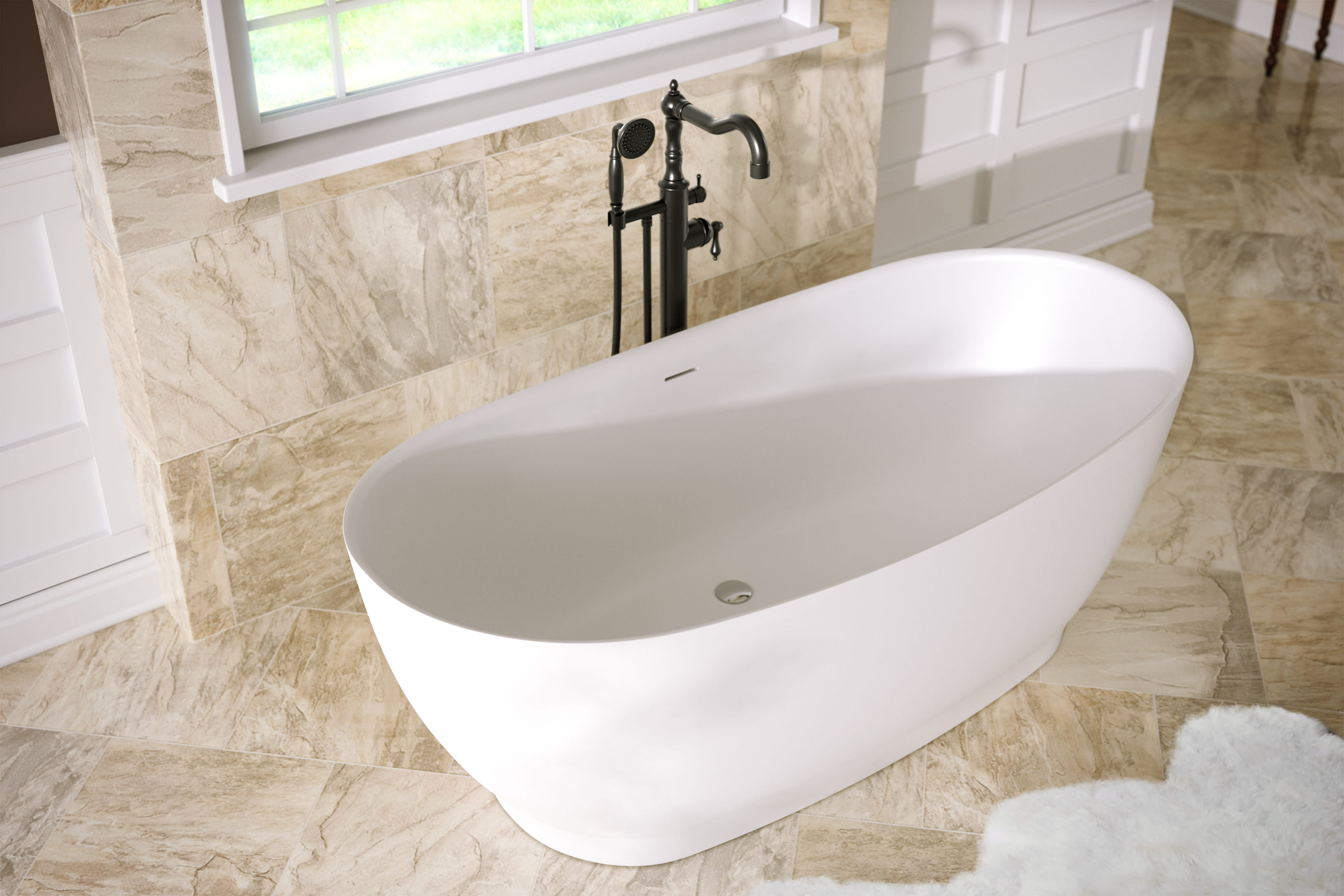 Perlato PLEVRN6531 Vittoria Eco-Lapistone Soaker Tub