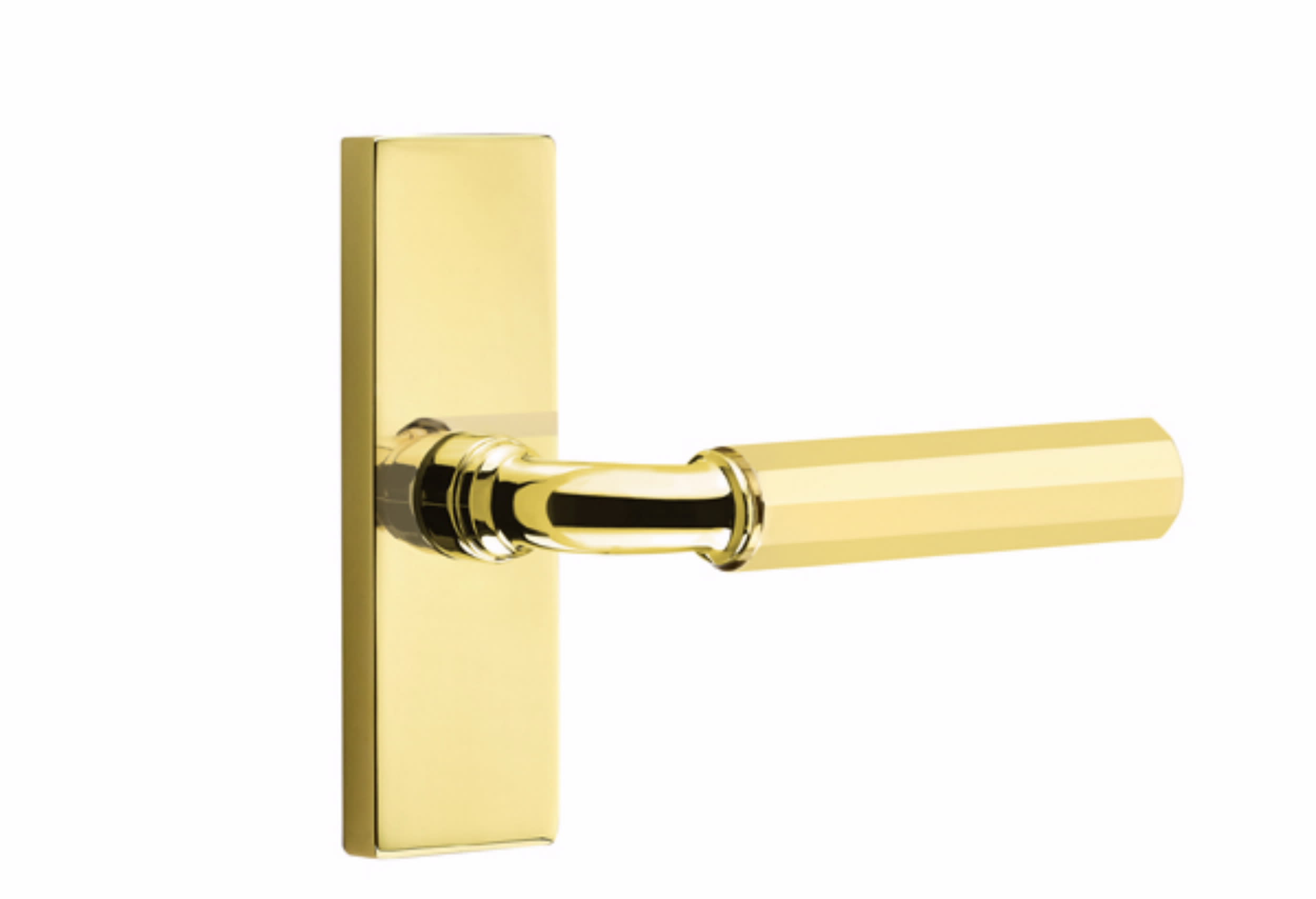 Emtek 5007US26.RAUS4.FAUS35NL.RH Select Faceted Lever Handle With R-Bar  Stem And Stretto Modern Rectangular Rosette