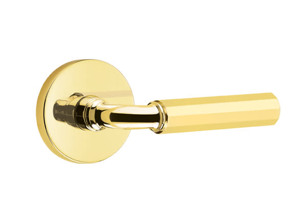 Select R-Bar Hammered Privacy Lever Unlacquered Brass - Square Rosette Left  Handed - Handles & More