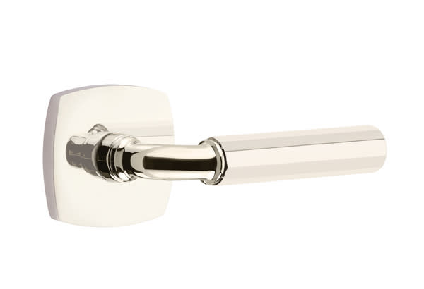 Emtek 5326SRG.RAUS14.FAUS10B.RH Select Faceted Lever Handle With R-Bar And  Urban Modern Rosette