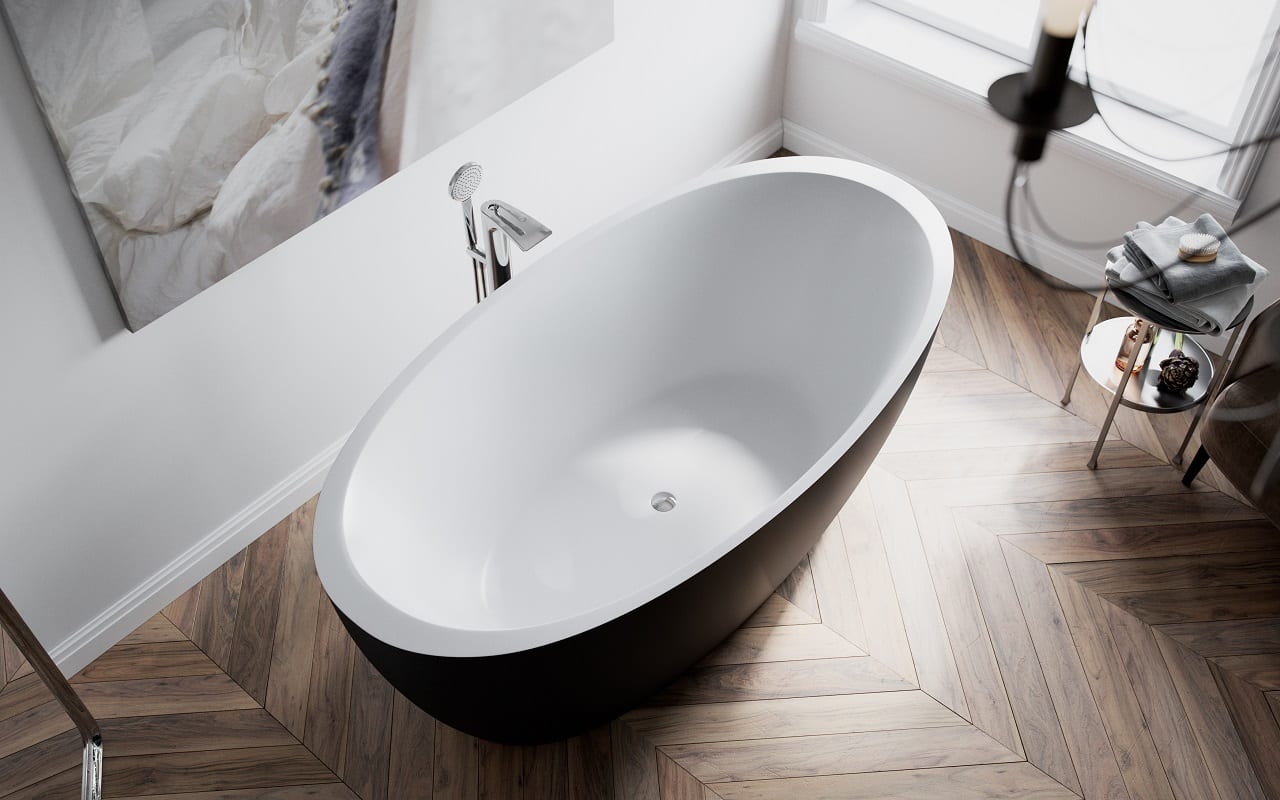 Aquatica Sensuality-Wht Freestanding Solid Surface Bathtub