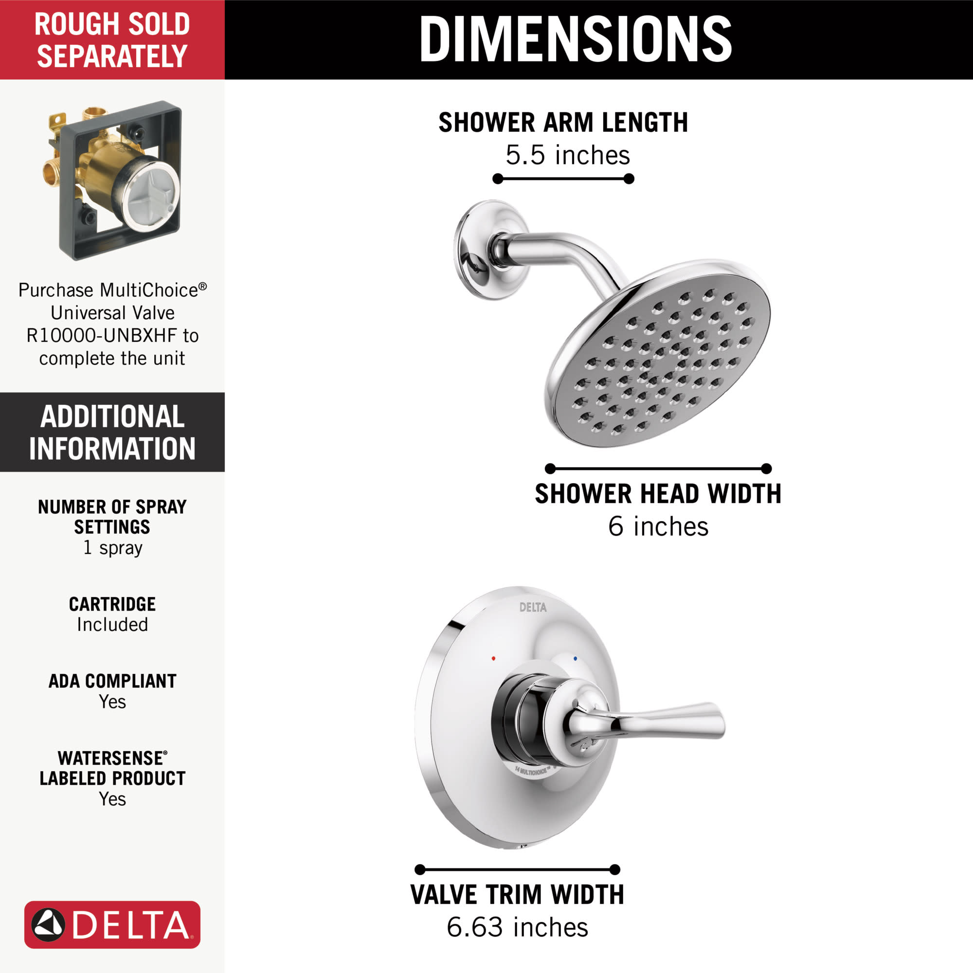 Delta T14233-CZ Kayra Monitor 14 Series Shower Trim