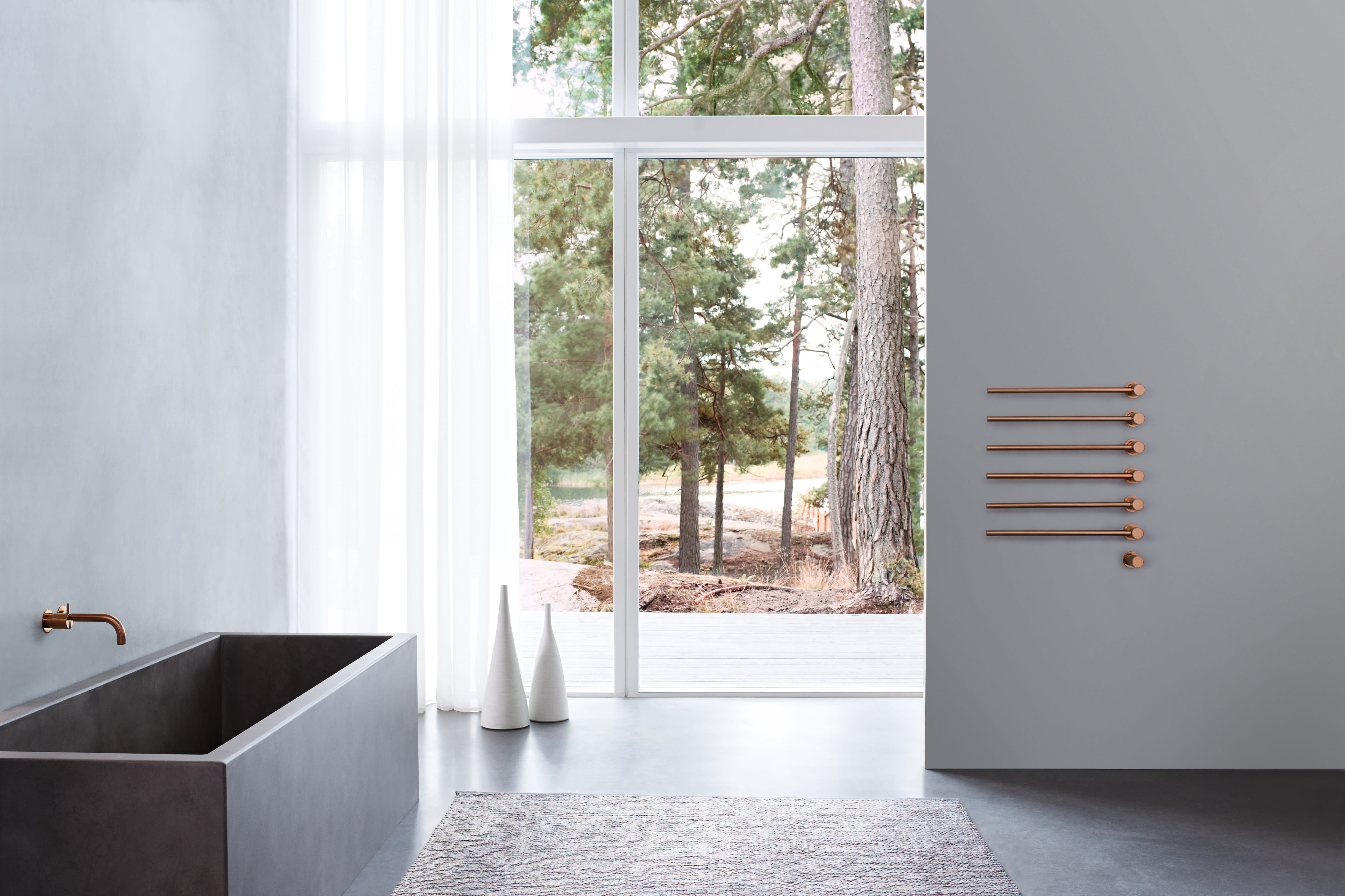 Vola T39EL/4AP-27 Built-In Heated Electric Towel Warmer With Thermostat - 4  Towel Bars | QualityBath.com