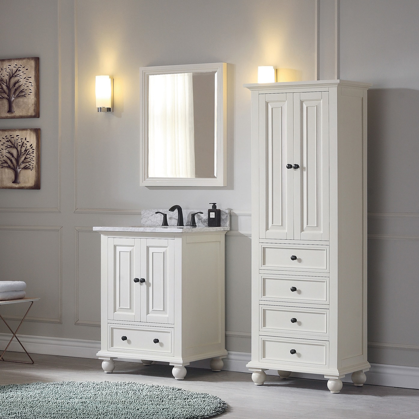 White bathroom best sale towel cabinet