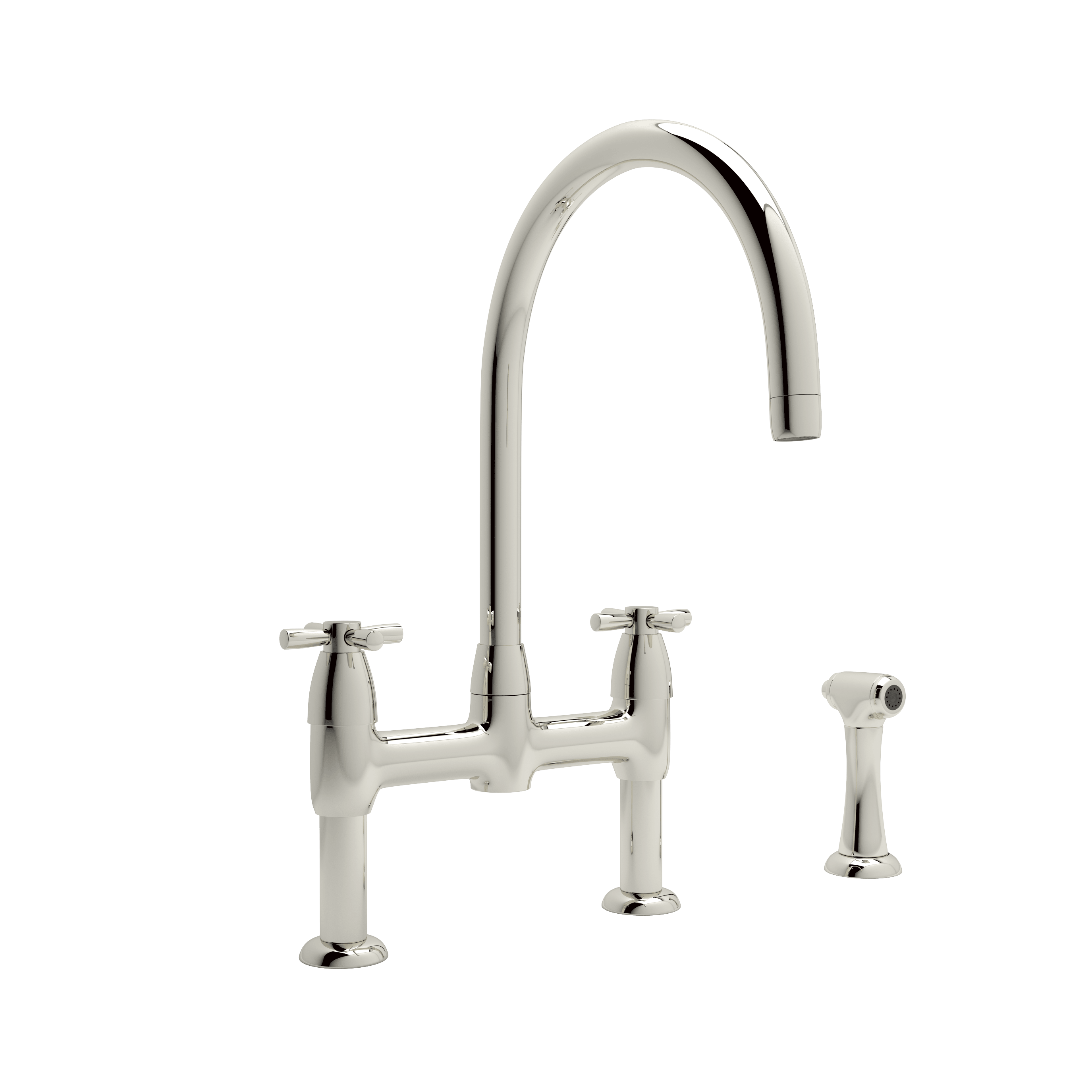 Rohl U.4272X-EG-2 Perrin  Rowe Holborn Bridge Faucet With Lever Handles  And Sidespray