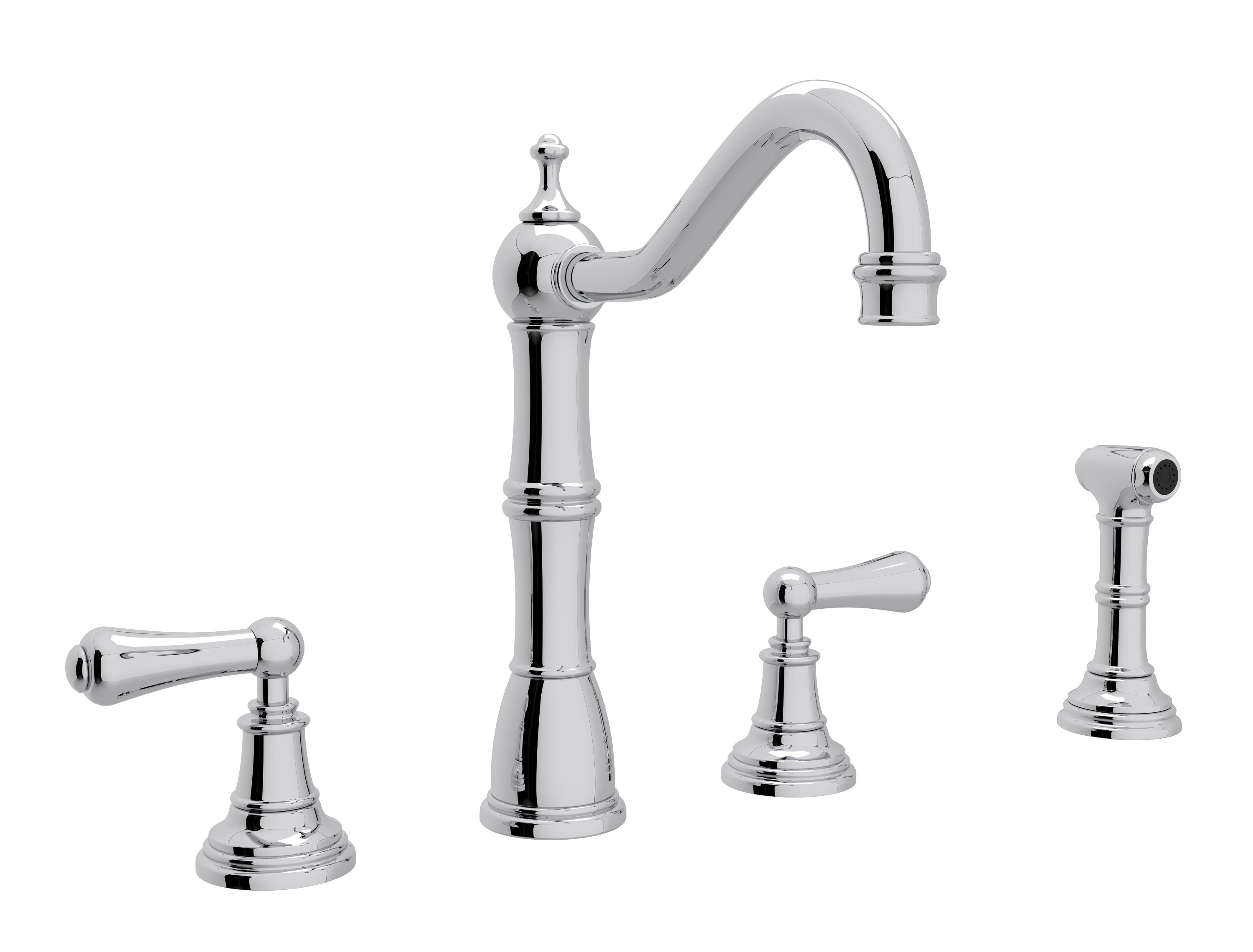 Rohl U 4775 U 4776 Edwardian 4 Hole Kitchen Faucet With Sidespray