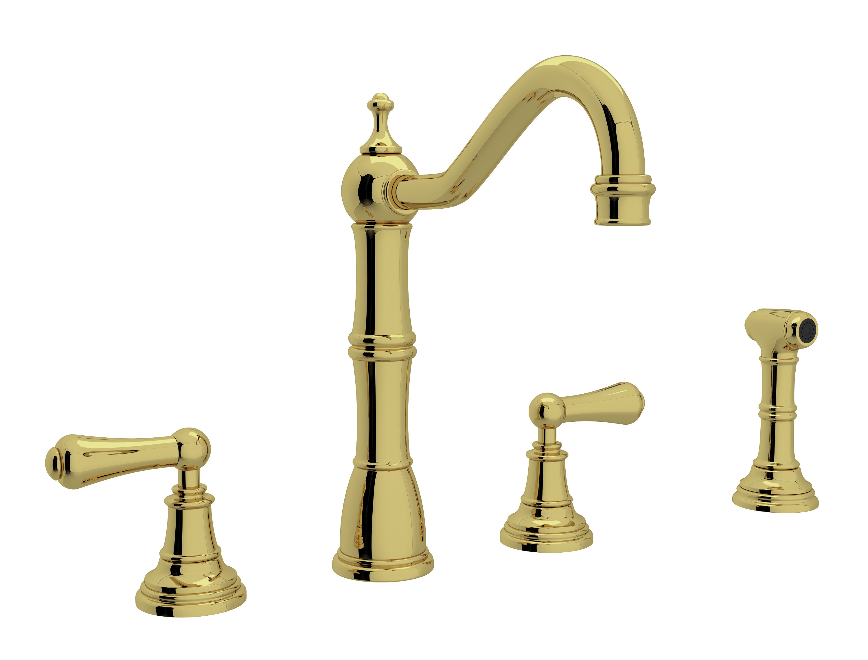 Rohl U.4776L-EG-2 Perrin  Rowe Edwardian 4-Hole Kitchen Faucet With  Sidespray