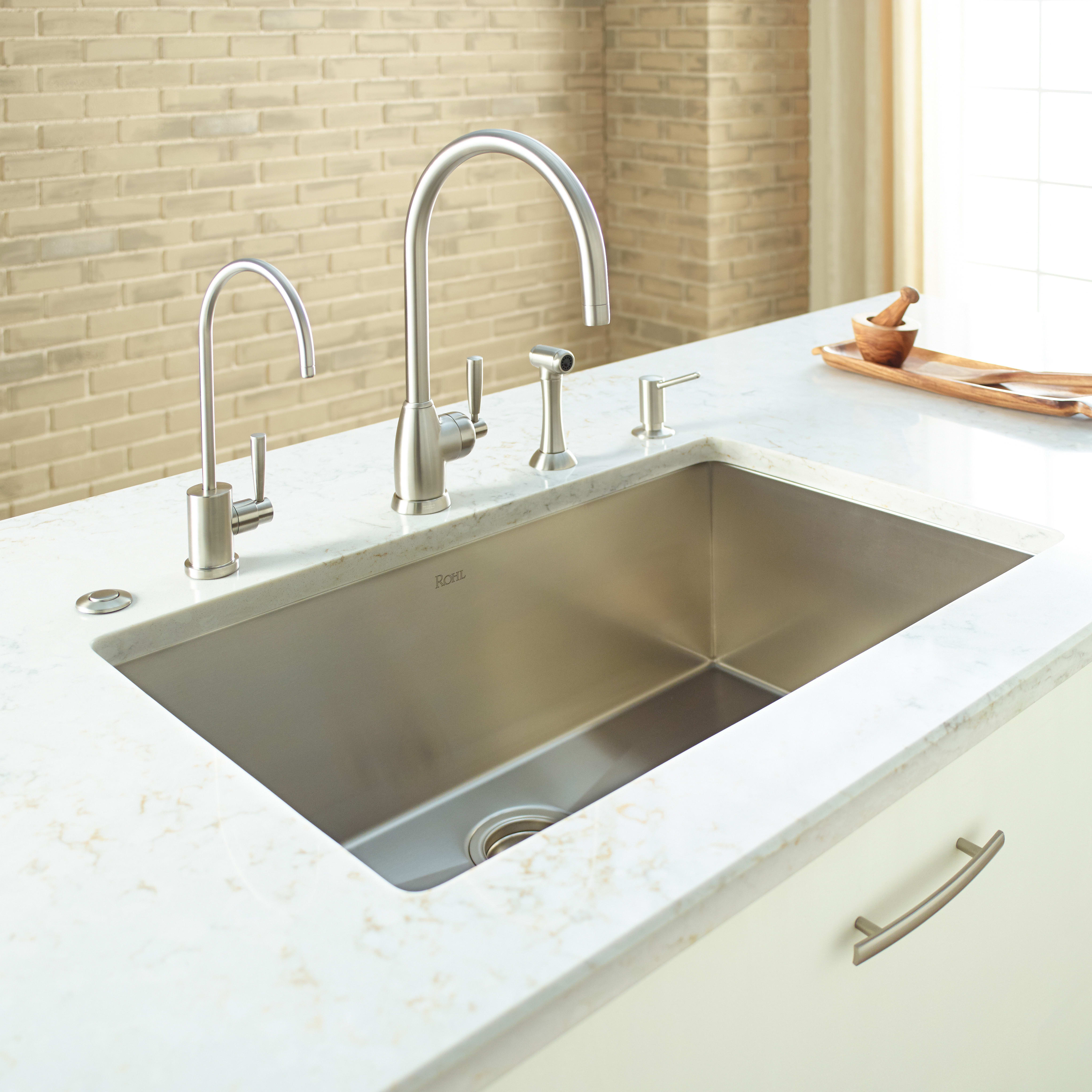 Rohl U.4846LS Perrin  Rowe Holborn Contemporary Single Hole Kitchen Faucet  With "C" Spout And Sidespray