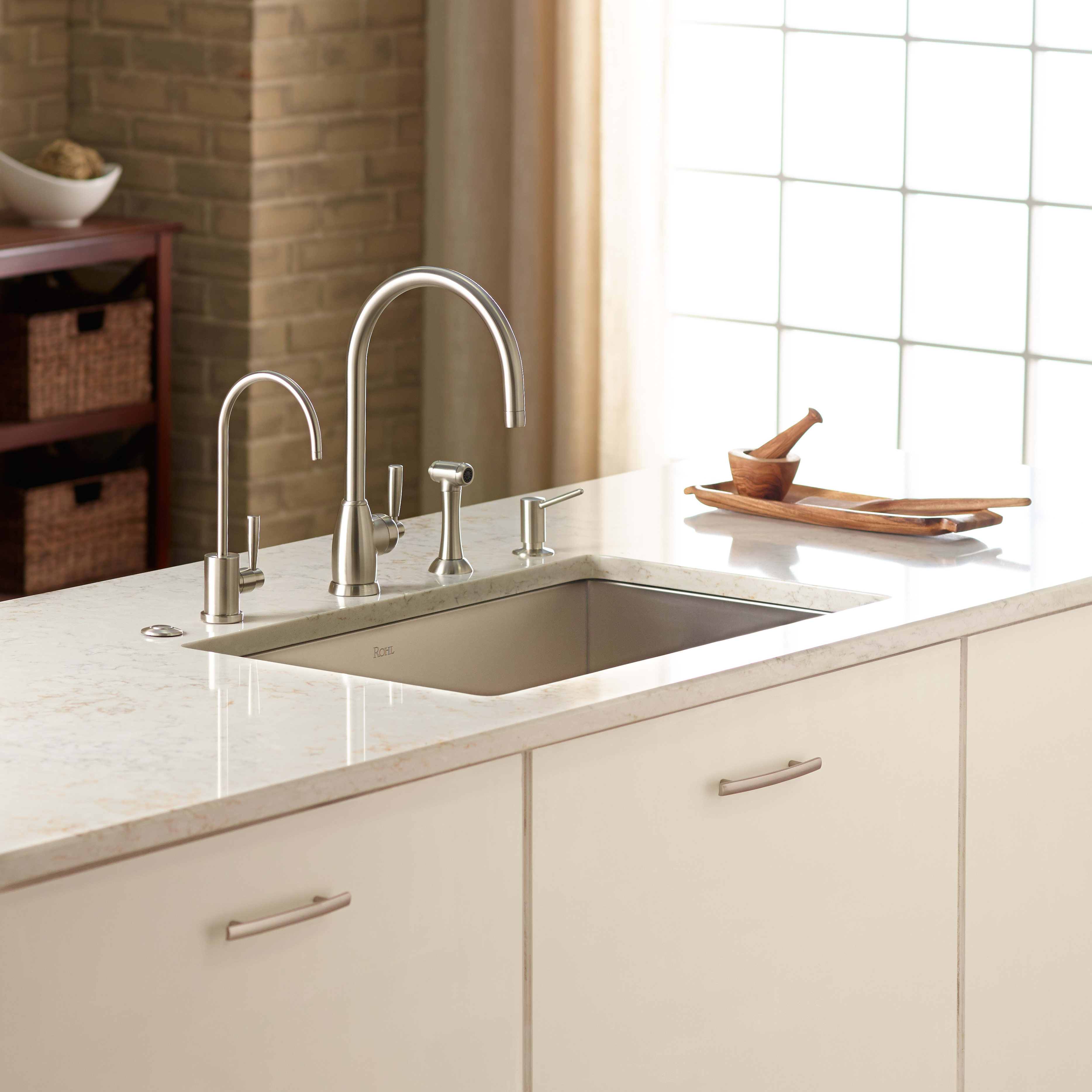 Rohl U.4846LS Perrin  Rowe Holborn Contemporary Single Hole Kitchen Faucet  With "C" Spout And Sidespray