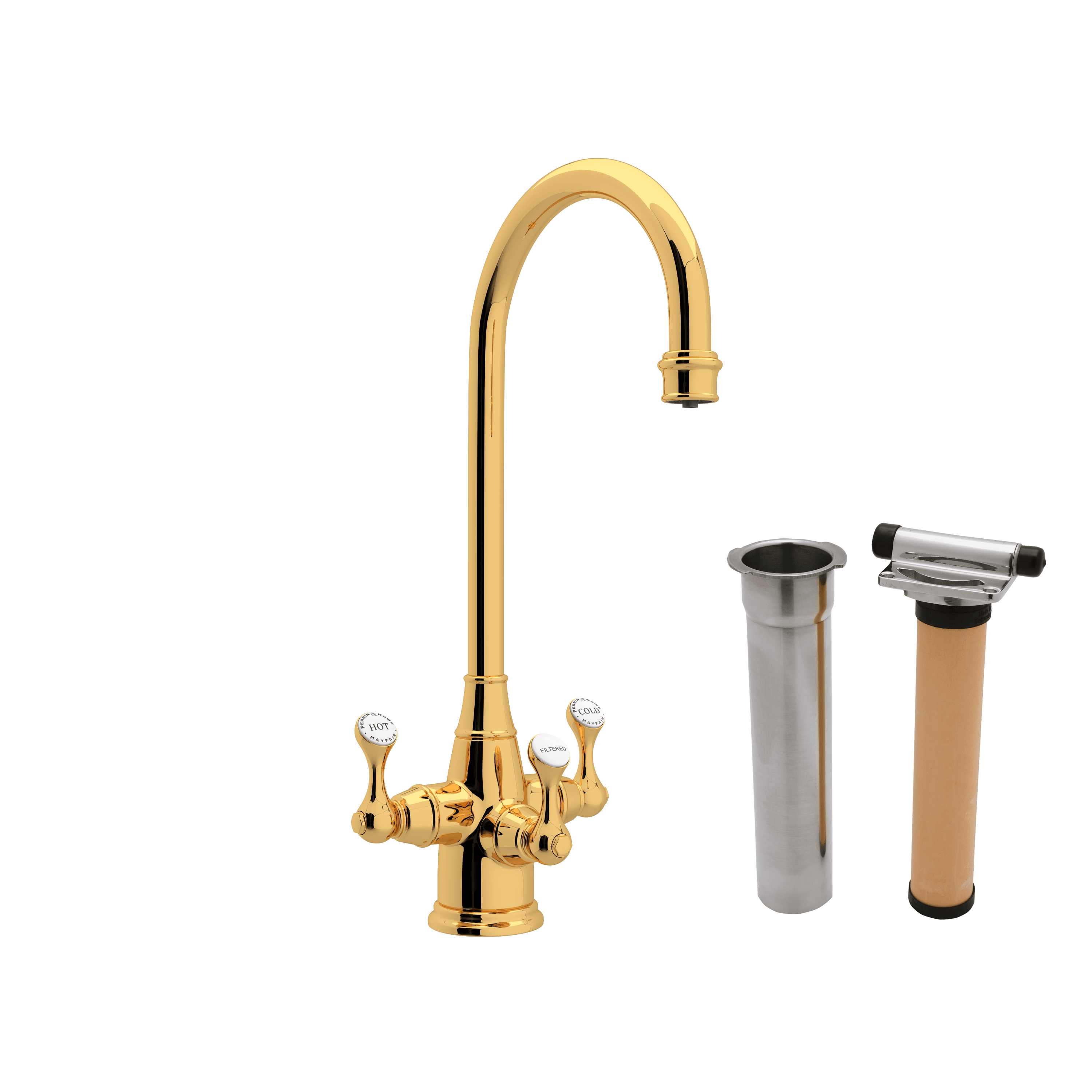 Rohl Perrin  Rowe Georgian Era Traditional Etruscan  Triflow 3-Lever Bar Faucet With 