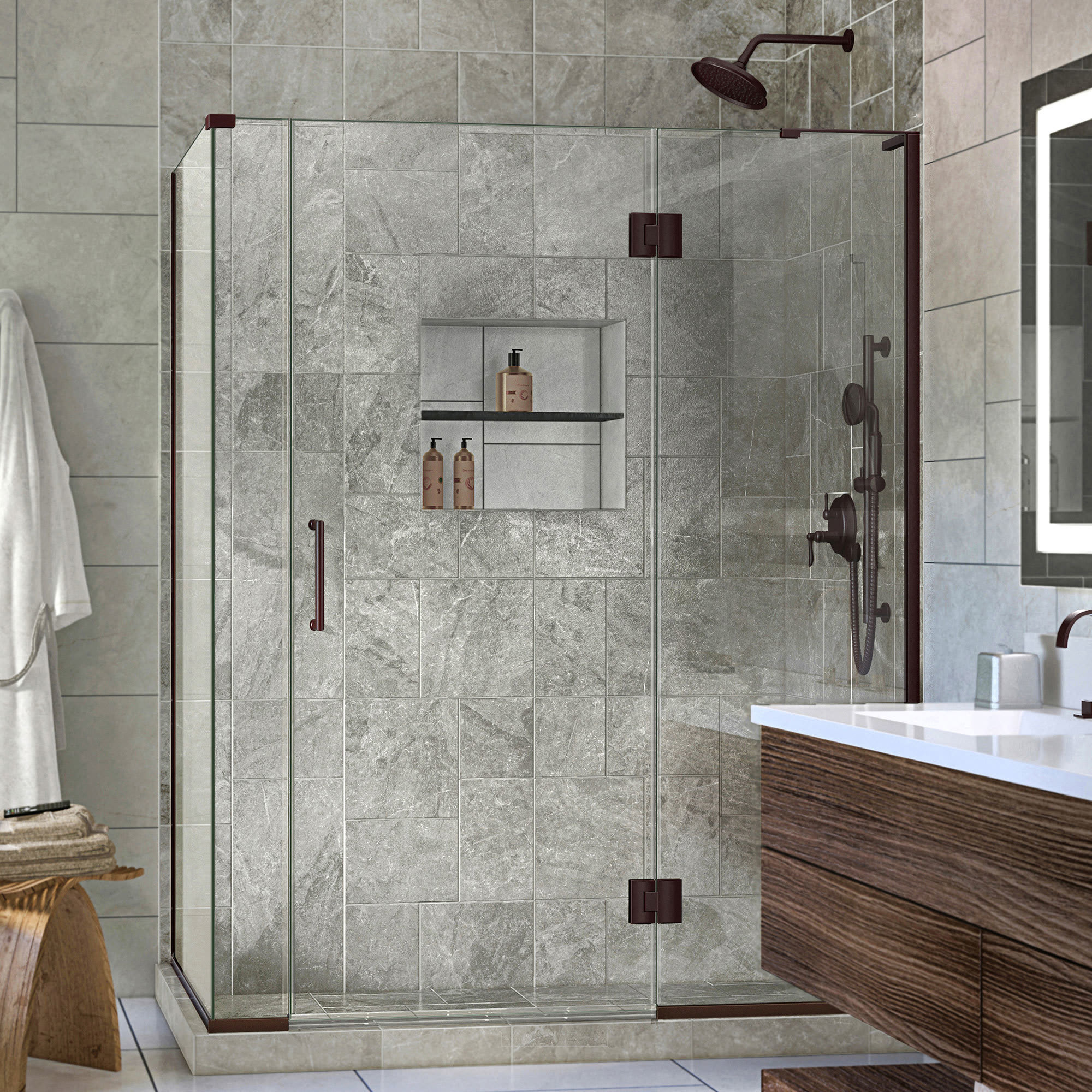 DreamLine Unidoor-X 72-in H X 59.5-in To 60-in W Frameless Hinged Satin Black Shower Door