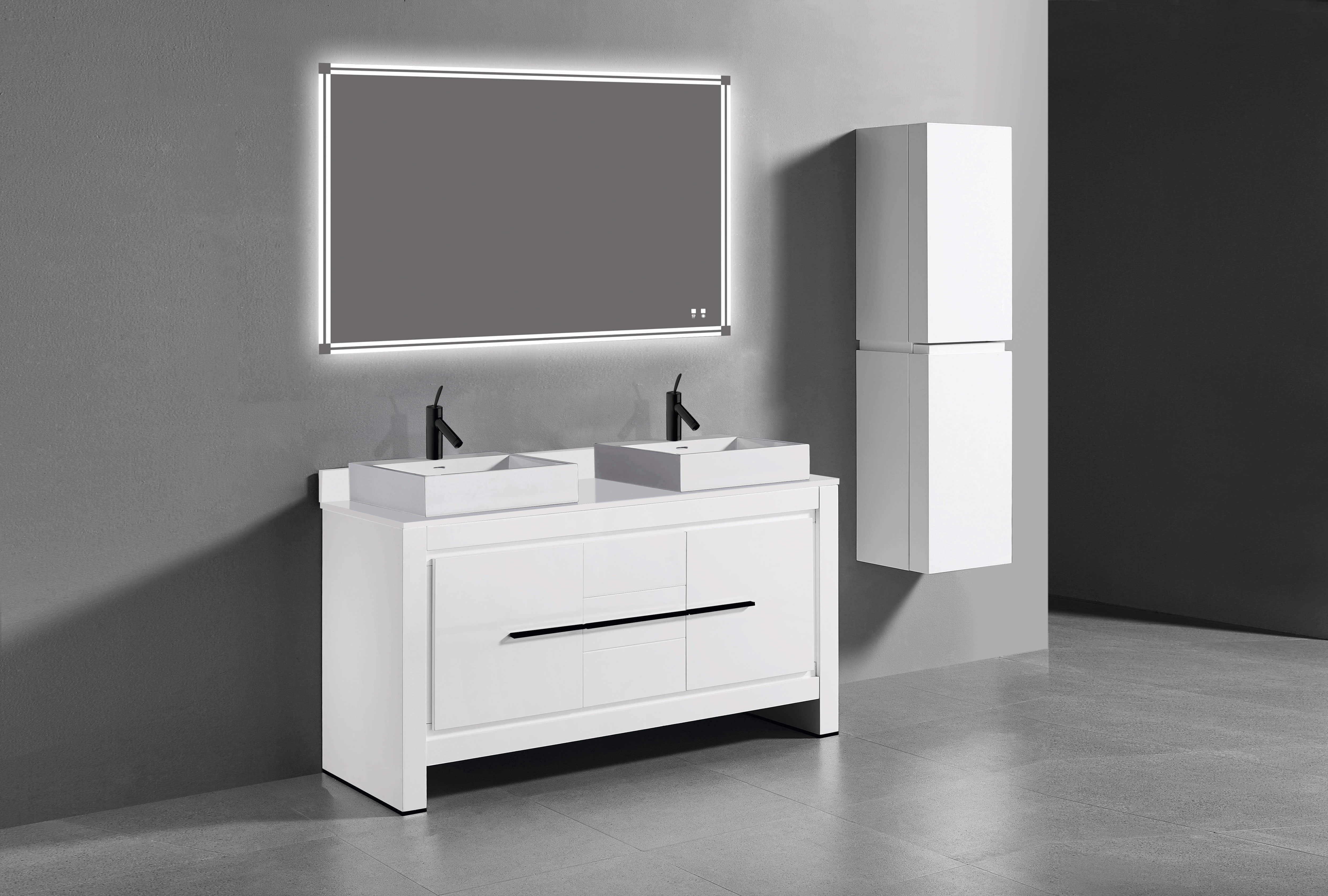Domani Stella 49 in. Single Sink White Washed Oak Floating