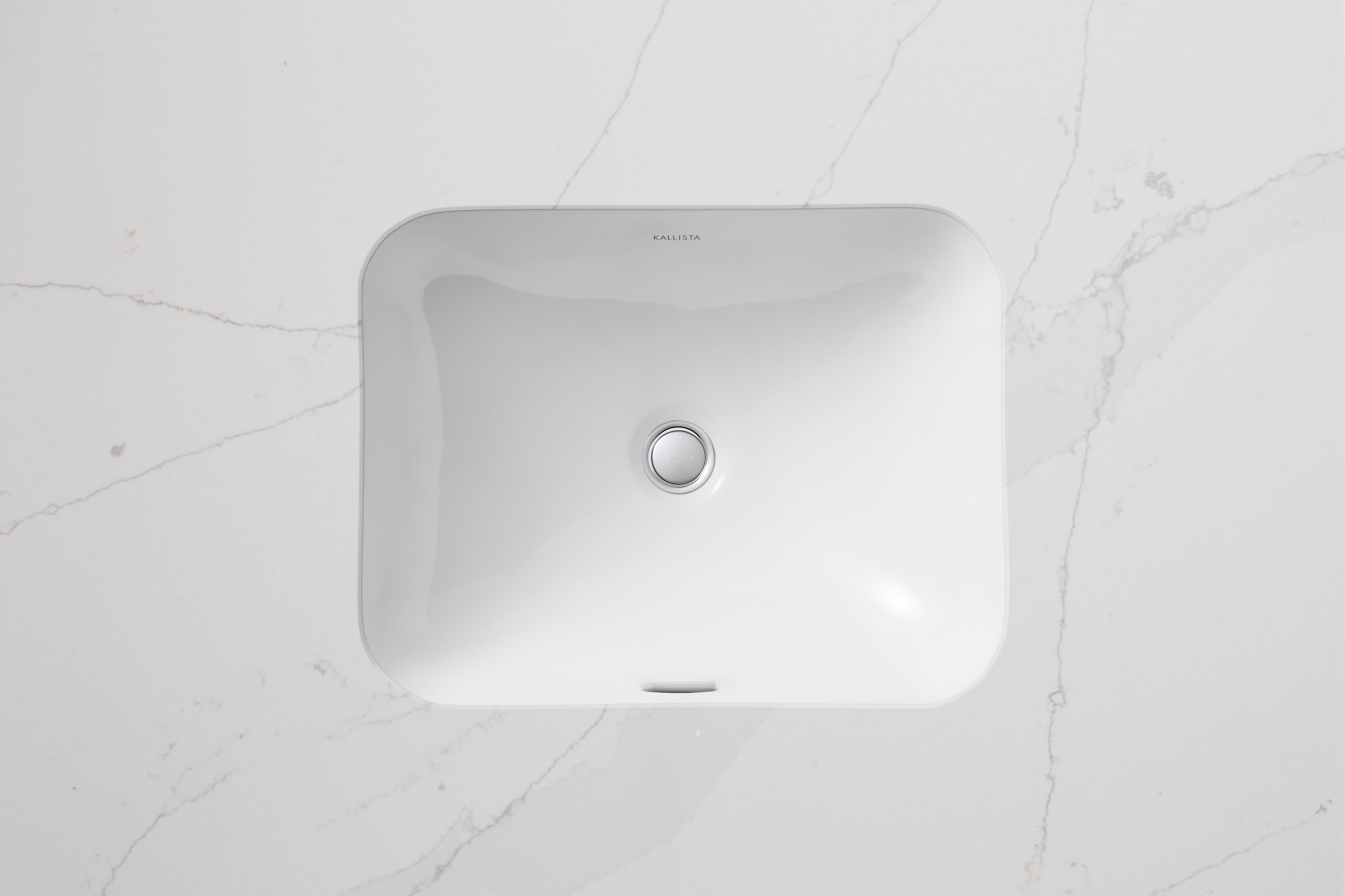 Kallista P74235-WO-0 Perfect Under-Mount Sink, Centric Rectangle with Overflow Stucco White