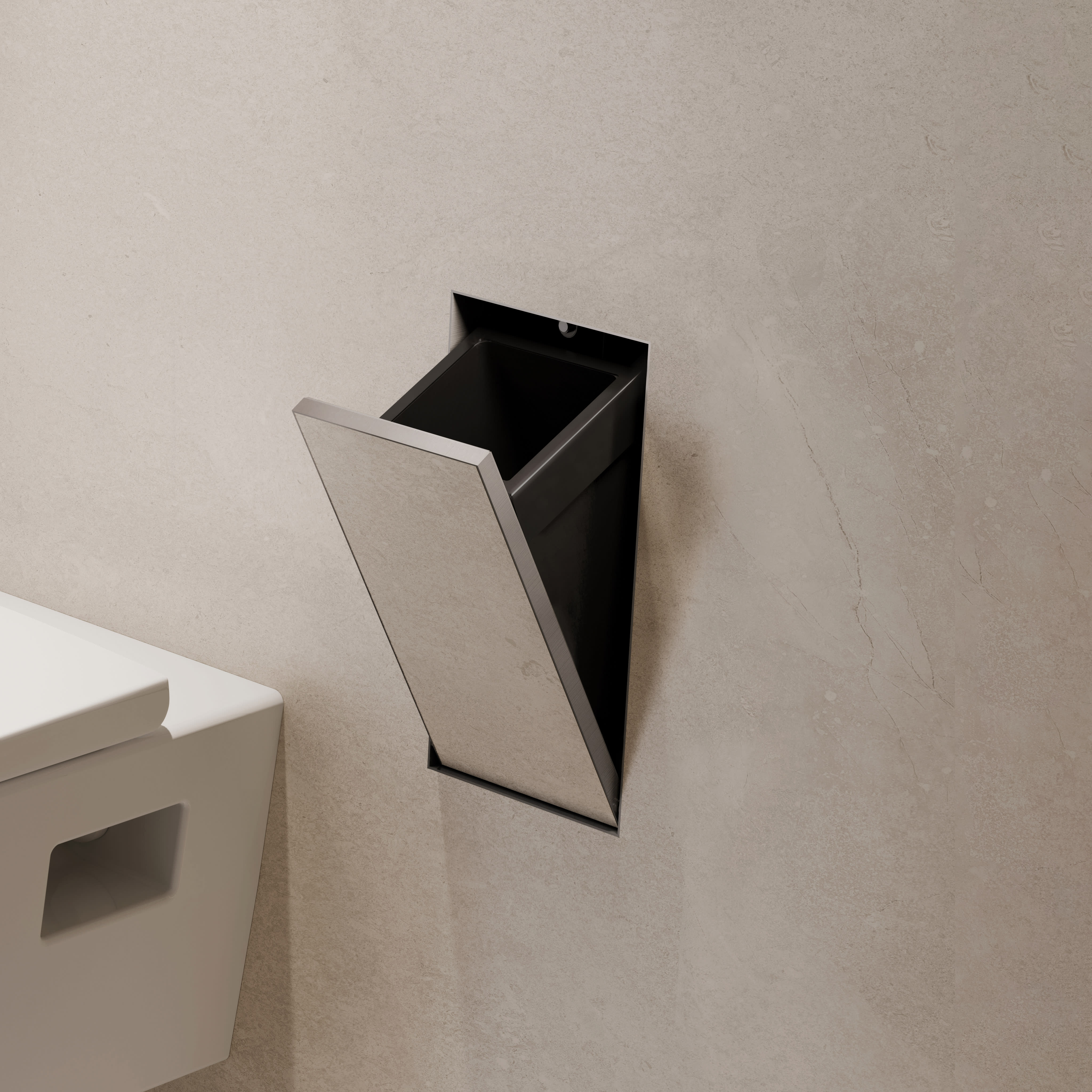 Hansgrohe 56063800 Xtrastoris Rock Recessed Trash Bin With Shelf