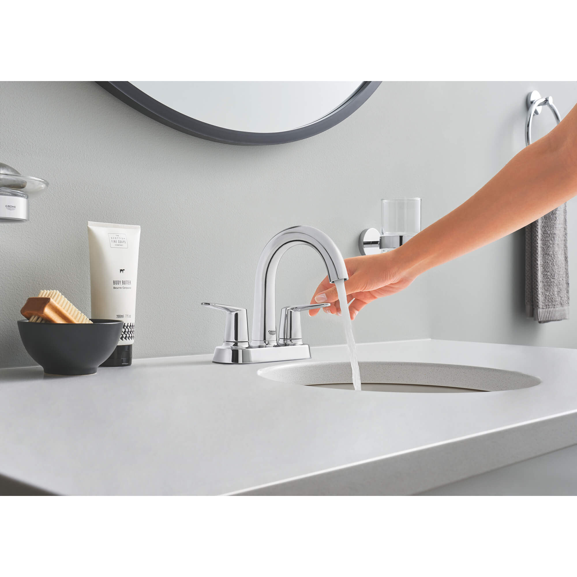 Grohe 40755001 Essentials Cube Glass Cup With Holder | QualityBath.com