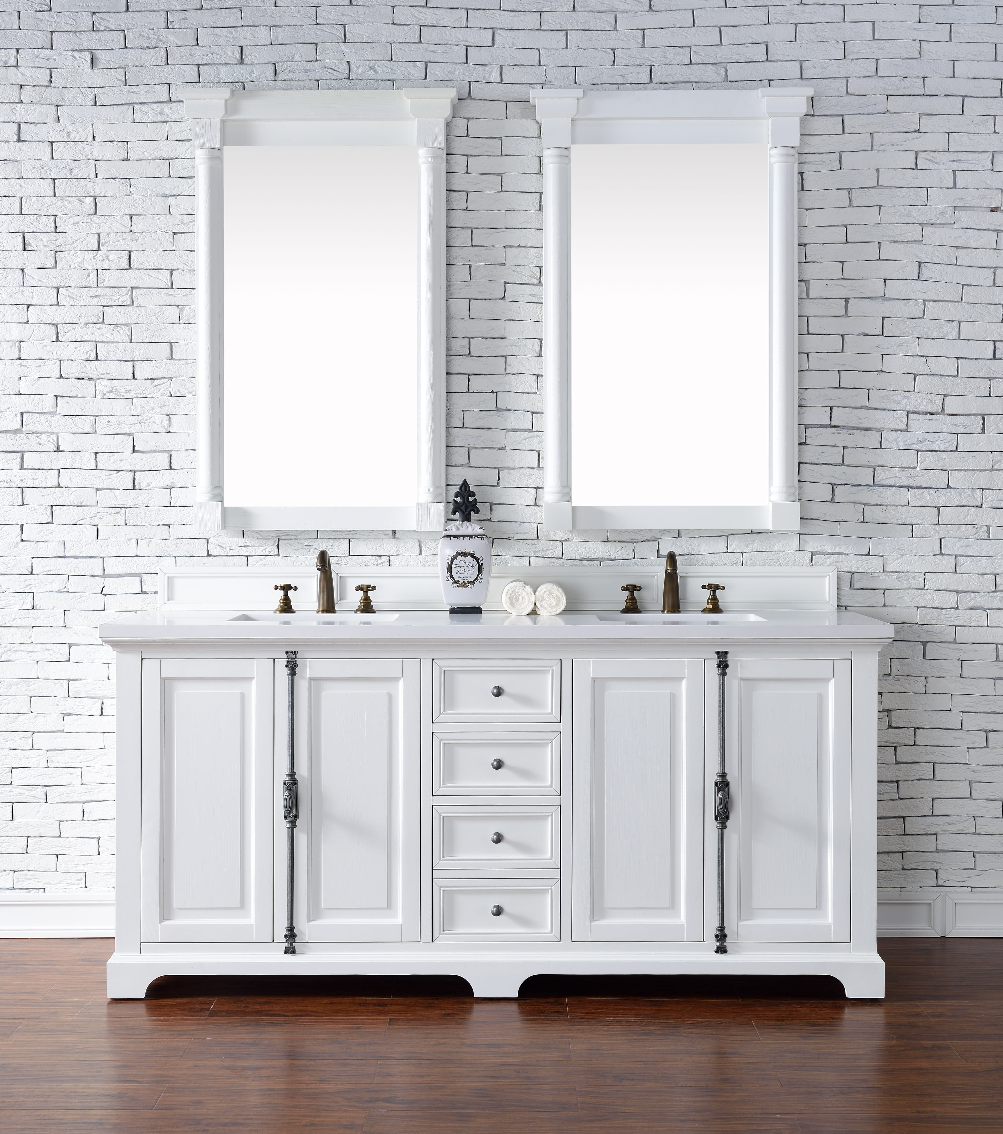 Akright 72 Double Bathroom Vanity Set Everly Quinn Base Finish: Light Brown, Top Finish: Black