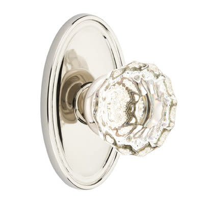 Emtek 8120AS Astoria Glass Knob With Oval Rosette | QualityBath.com