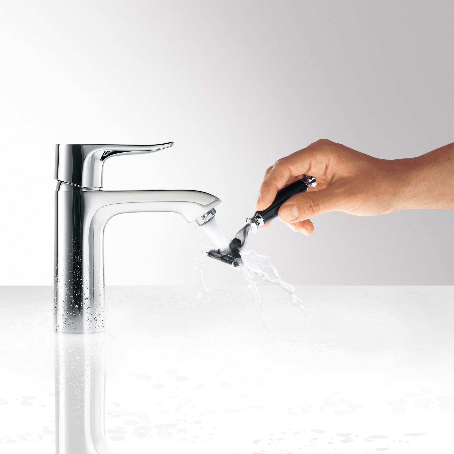 Hansgrohe Rebris S 110 CoolStart Basin Mixer Tap With Metal Pop-Up Waste - Chrome - View #12