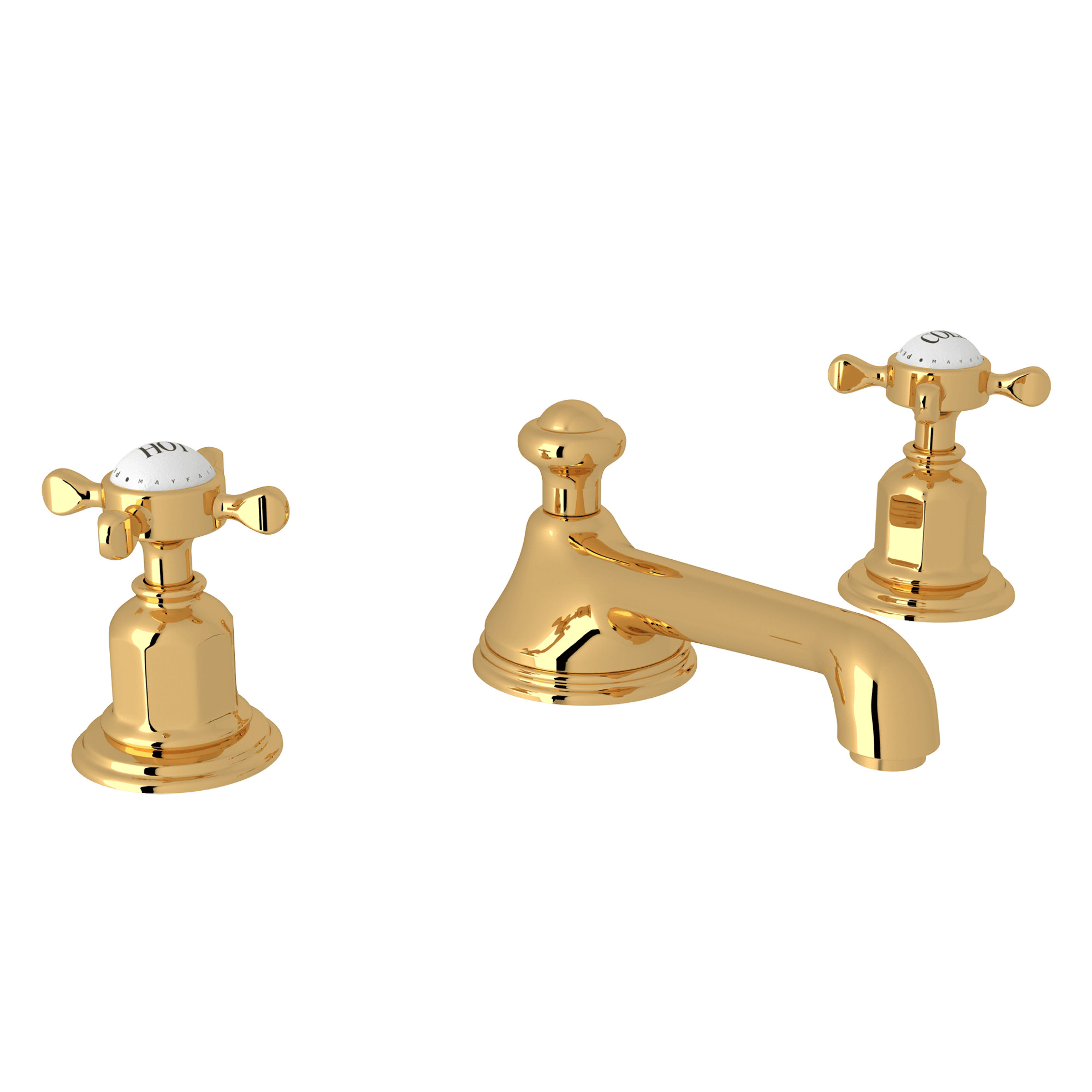 Rohl U.3706X-PN-2 Perrin & Rowe Edwardian 3 Hole Low Level Spout Widespread  Faucet