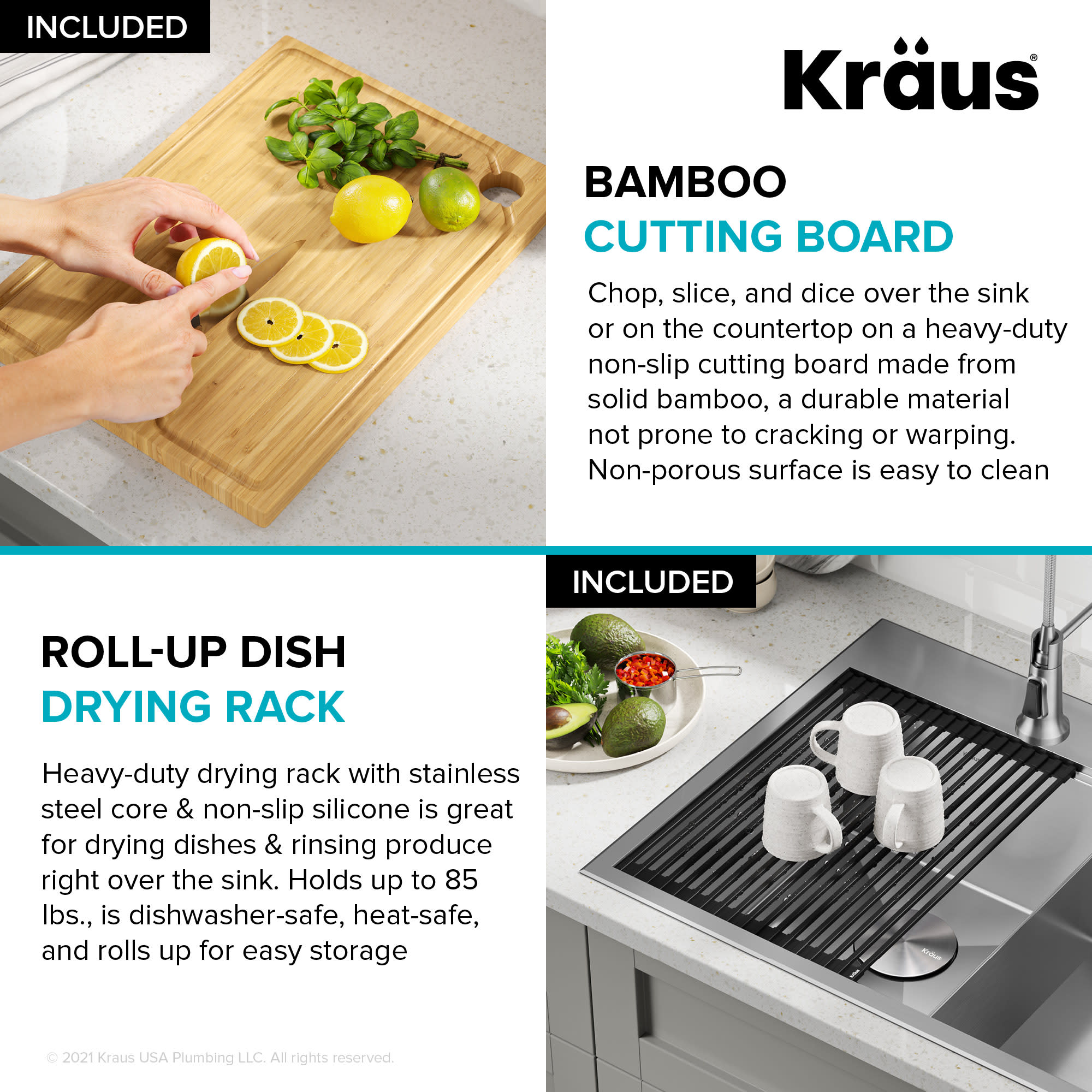 KRAUS Multipurpose Over Sink Roll-Up Dish Drying Rack in Grey  Replacing  kitchen countertops, Kitchen countertops, Dish rack drying
