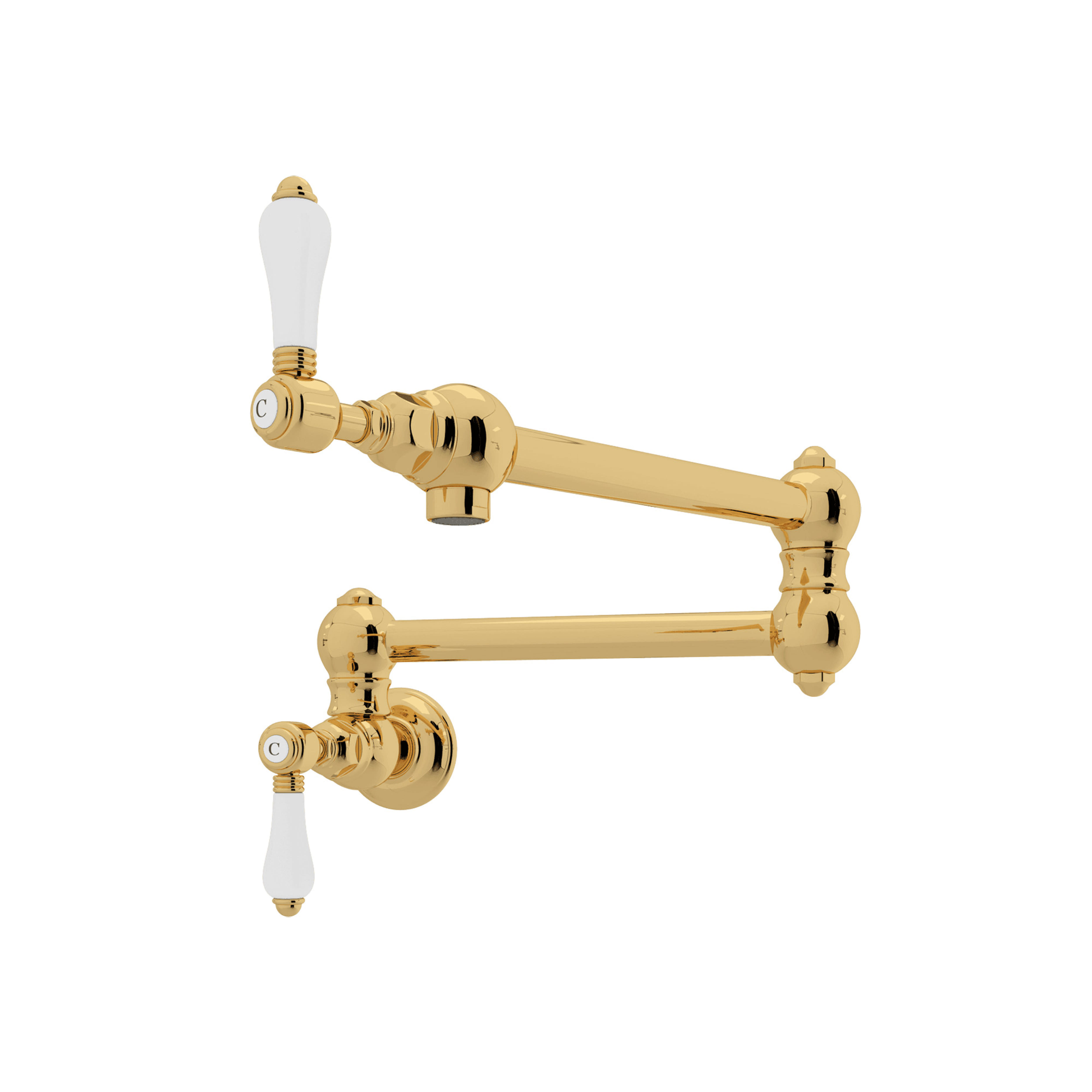 ROHL 20 Inch Reach Wall Mount Shower Arm - Satin Unlacquered Brass