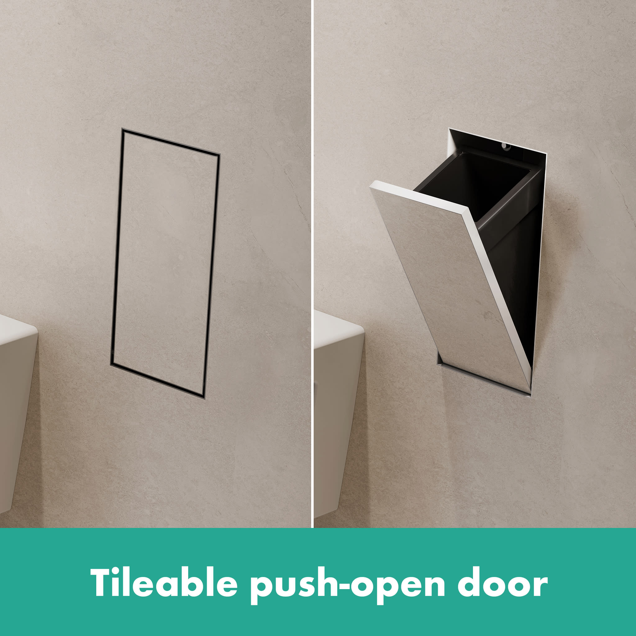 Hansgrohe 56063700 XtraStoris Rock Recessed Trash Bin with Shelf & Tileable  Door