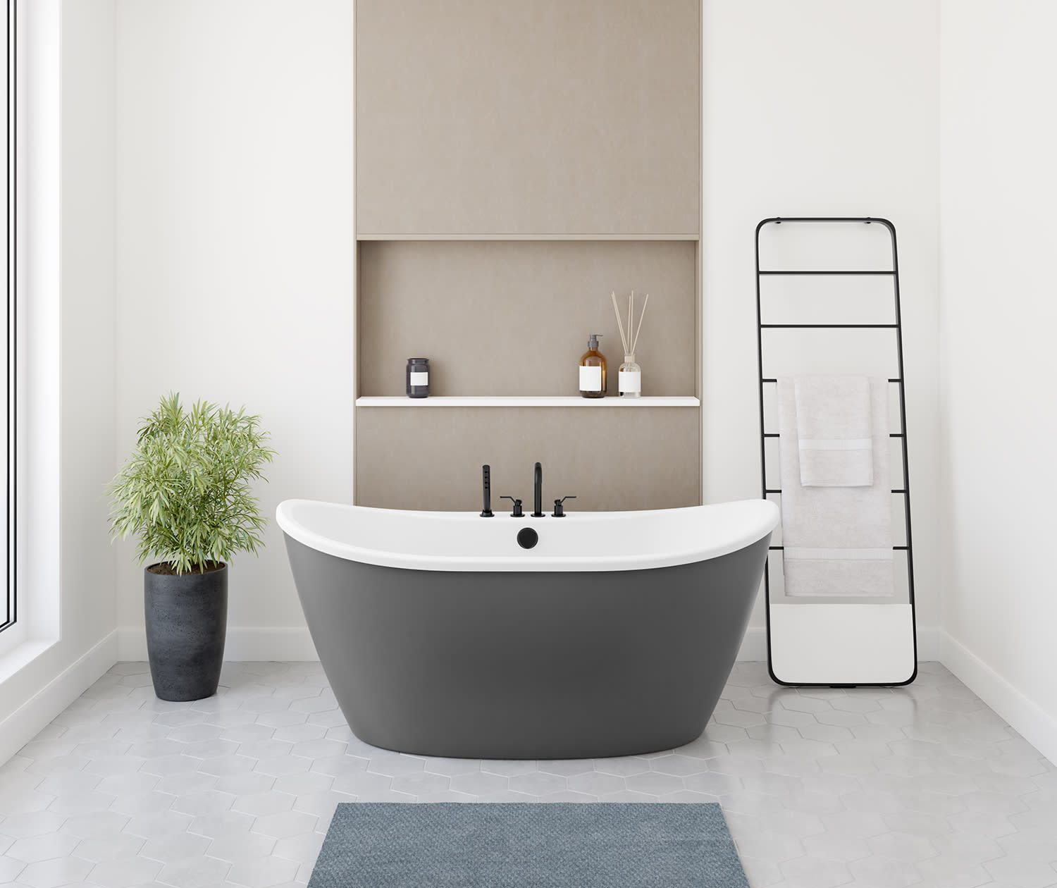 K♡ Delsia 6032 AcrylX Freestanding Center Drain Bathtub in White with