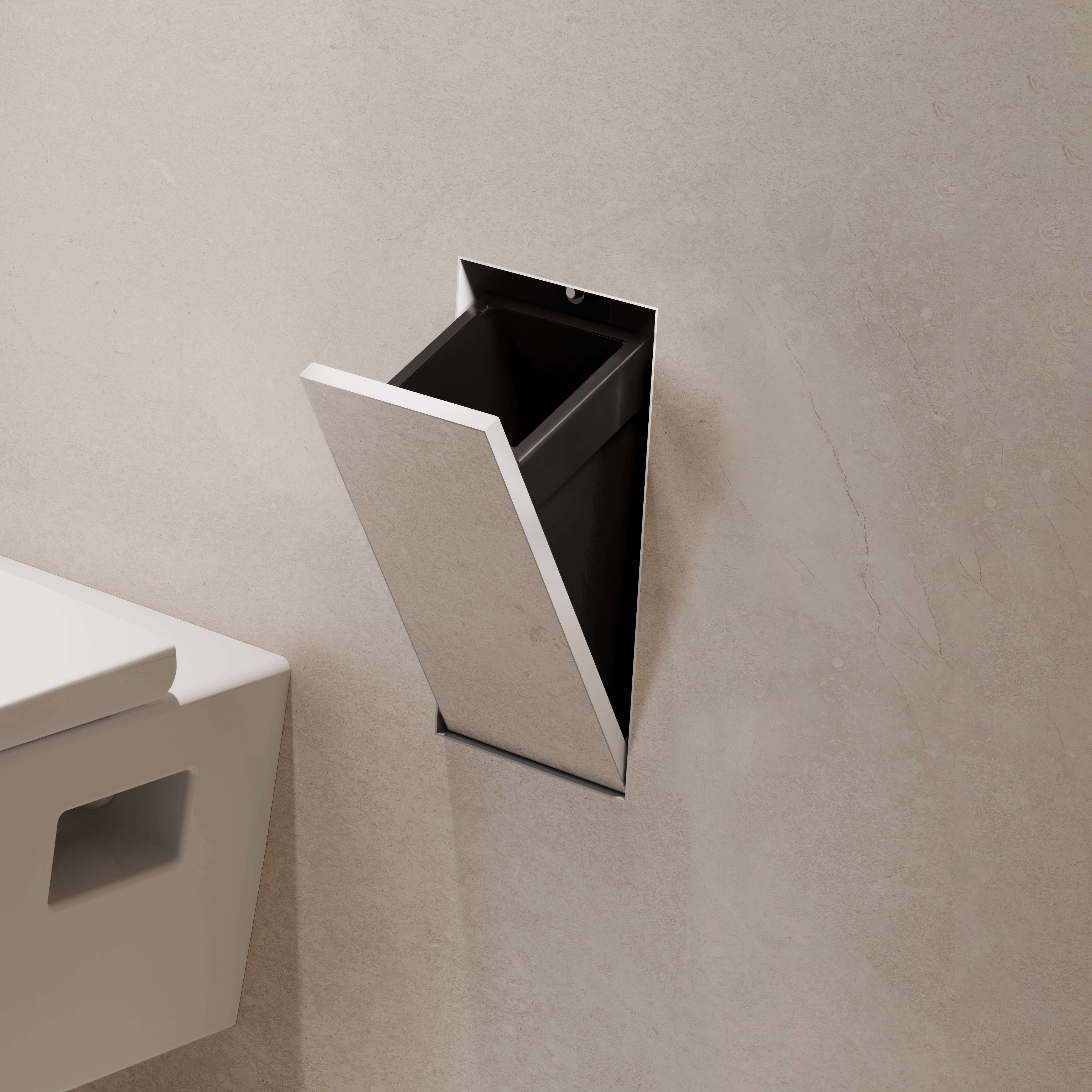 Hansgrohe 56063700 XtraStoris Rock Recessed Trash Bin with Shelf & Tileable  Door