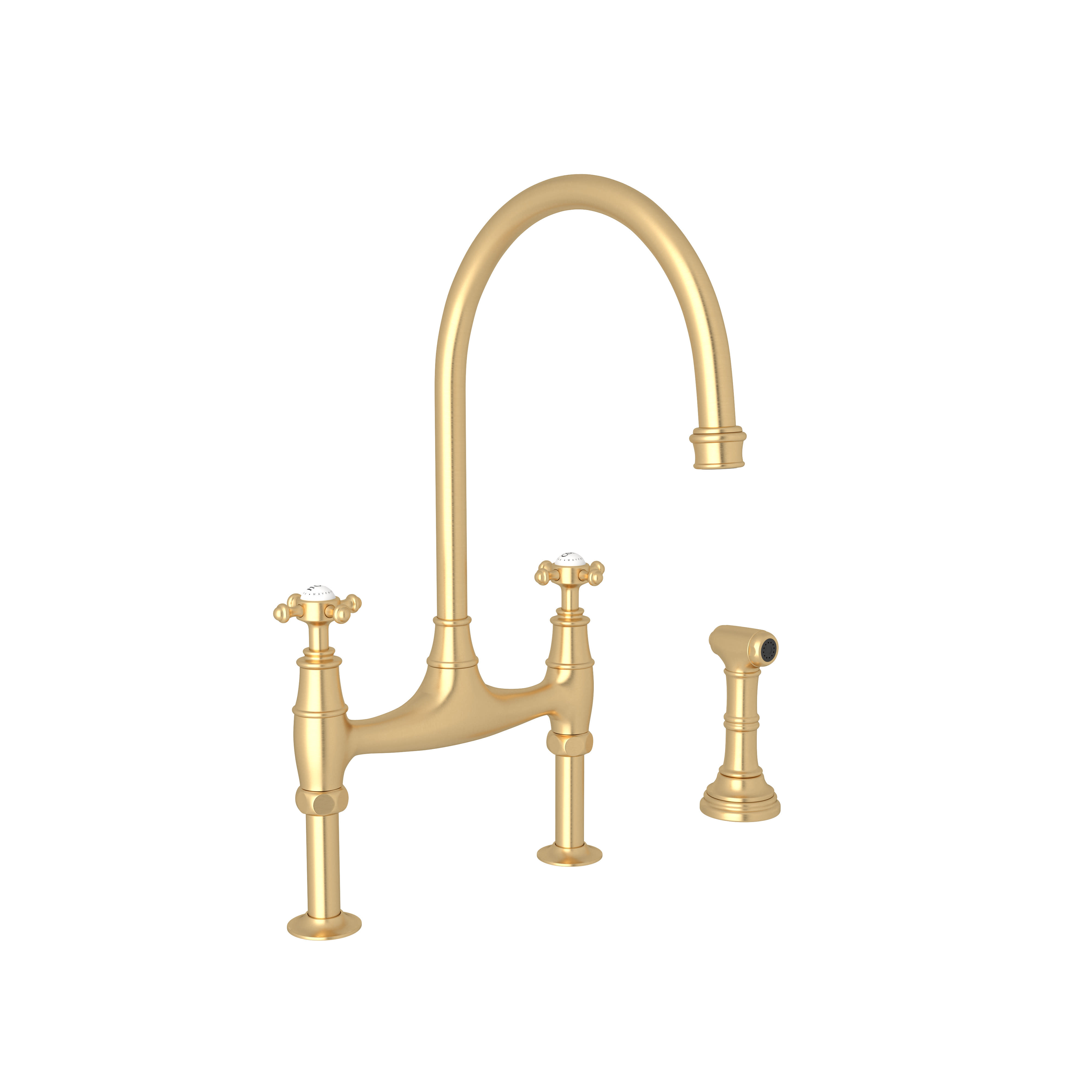 Rohl U.4718X-PN-2 Perrin & Rowe Georgian Era Bridge Faucet with Sidespray