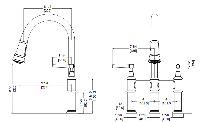 Elkay LKEC2037 Explore PullDown Bridge Kitchen Faucet