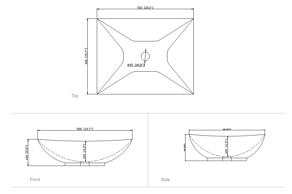 Avanity SVE510RBK Rectangular Stone Vessel Sink Black Granite With