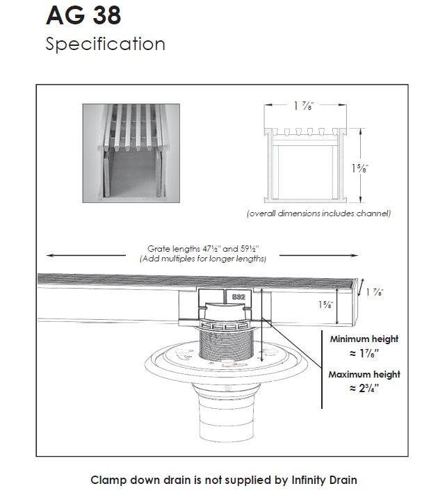 Infinity Drain SAG 3896 Ag Series Site Sizable 96" Complete Kit