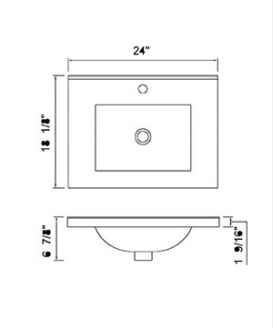 Madeli Cb-8124 White Semi-recess Rectangular Ceramic Basin 