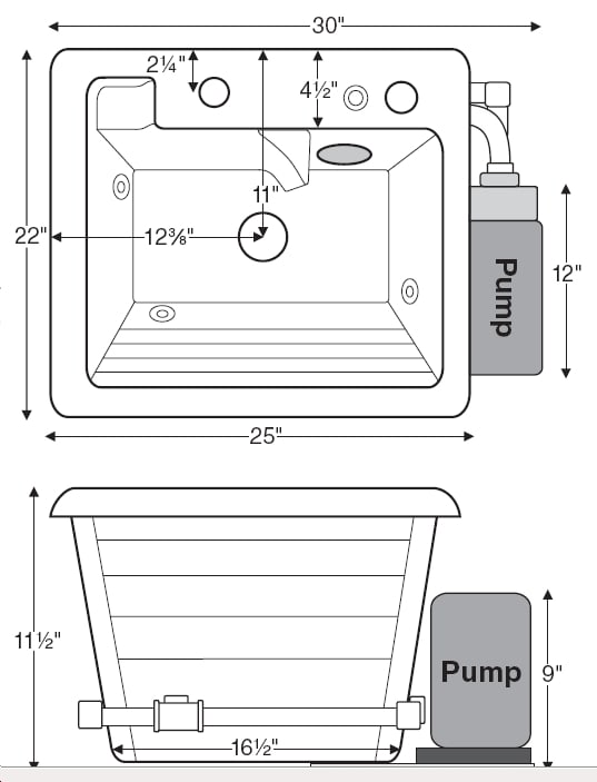 Mti MTLS110J 25" Jentle Jet Jetted Laundry Sink
