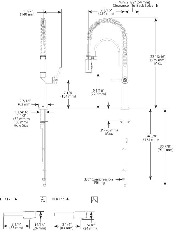 Brizo 63375LF-GLLHP Odin Semi-Professional Kitchen Faucet - Less Handle ...